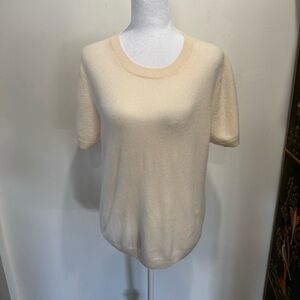 Quince Cream Short-Sleeve 100% CashmereTop